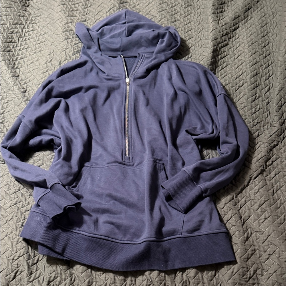 Navy Blue Quarter Zip Hooded Sweatshirt 4x